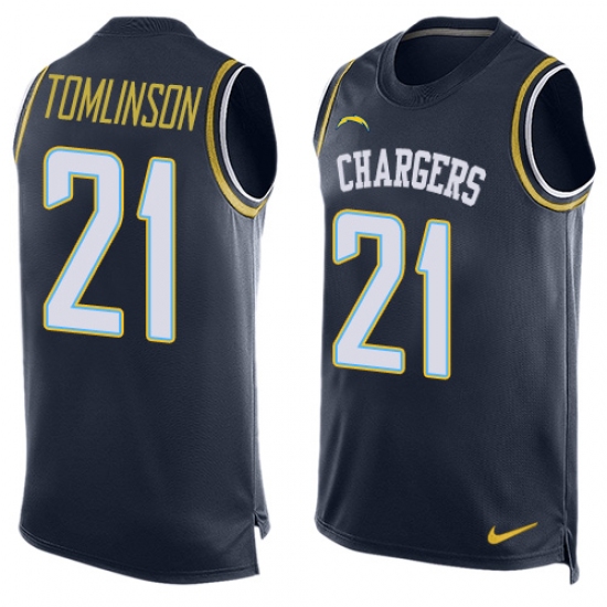 Men's Nike Los Angeles Chargers #21 LaDainian Tomlinson Limited Navy Blue Player Name & Number Tank Top NFL Jersey - Ujersey