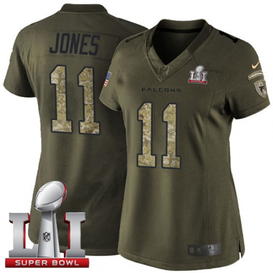 Women's Nike Atlanta Falcons #11 Julio Jones Limited Green Salute to Service Super Bowl LI 51 NFL Jersey - Ujersey