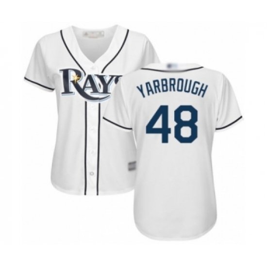 Women's Tampa Bay Rays #48 Ryan Yarbrough Authentic White Home Cool Base Baseball Player Jersey - Ujersey