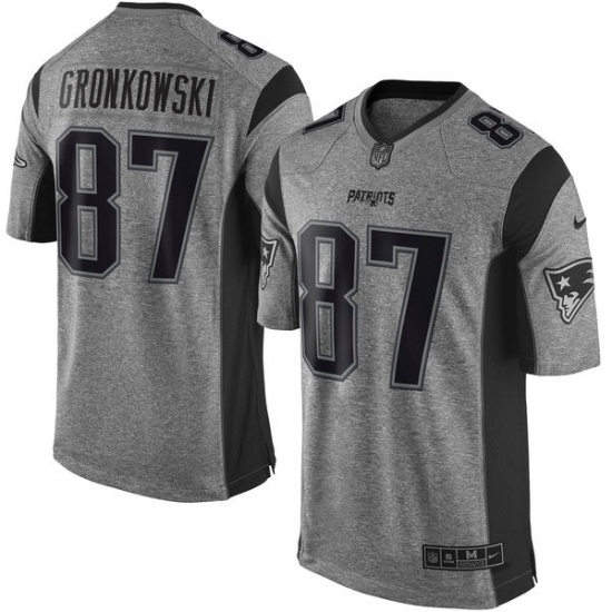 Men's Nike New England Patriots #87 Rob Gronkowski Limited Gray Gridiron NFL Jersey - Ujersey