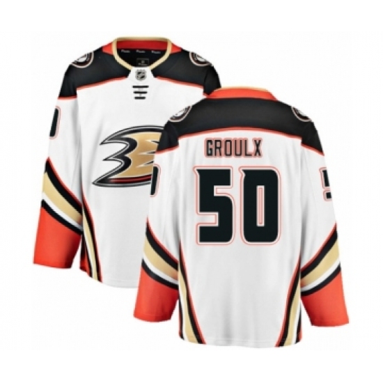 Youth Anaheim Ducks #50 Benoit-Olivier Groulx Authentic White Away Fanatics Branded Breakaway NHL Jersey - Ujersey