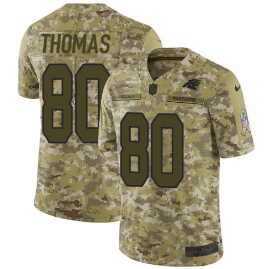 Youth Nike Carolina Panthers #80 Ian Thomas Limited Camo 2018 Salute to Service NFL Jersey - Ujersey