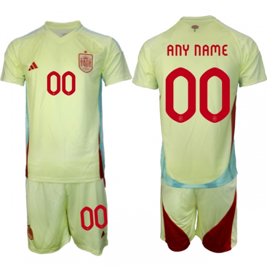 Men's Spain Team Custom 2024-25 Yellow Away Soccer Jersey Suit - Ujersey