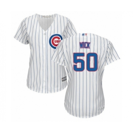 Women's Chicago Cubs #50 Rowan Wick Authentic White Home Cool Base Baseball Player Jersey - Ujersey