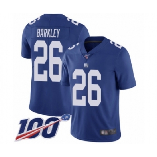 Men's New York Giants #26 Saquon Barkley Royal Blue Team Color Vapor Untouchable Limited Player 100th Season Football Jersey - Ujersey