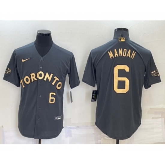 Men's Toronto Blue Jays #6 Alek Manoah Number Grey 2022 All Star Stitched Cool Base Nike Jersey - Ujersey