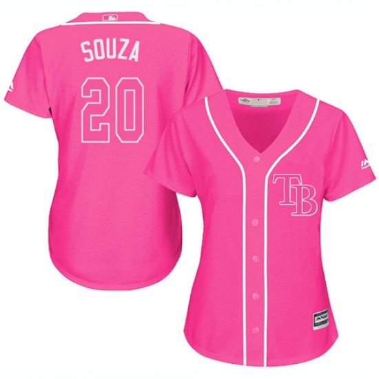 Women's Majestic Tampa Bay Rays #20 Steven Souza Replica Pink Fashion Cool Base MLB Jersey - Ujersey