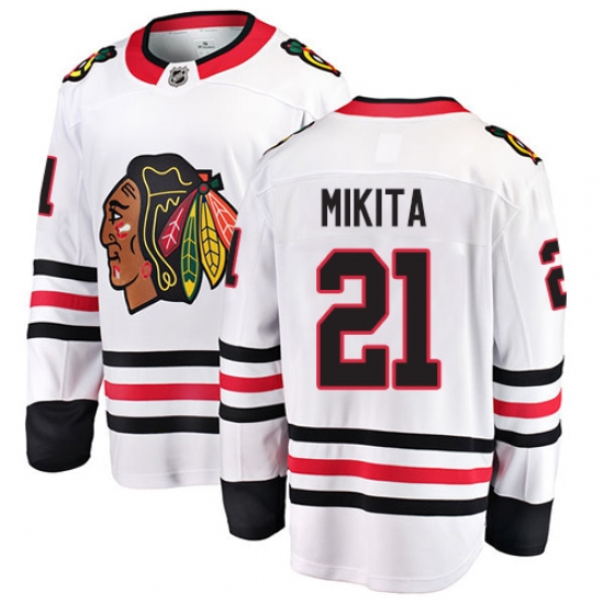 Youth Chicago Blackhawks #21 Stan Mikita Fanatics Branded White Away Breakaway NHL Jersey - Ujersey