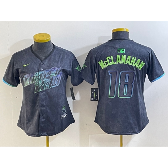 Women's Tampa Bay Rays #18 Shane McClanahan Charcoal 2024 City Connect Limited Stitched Jersey - Ujersey