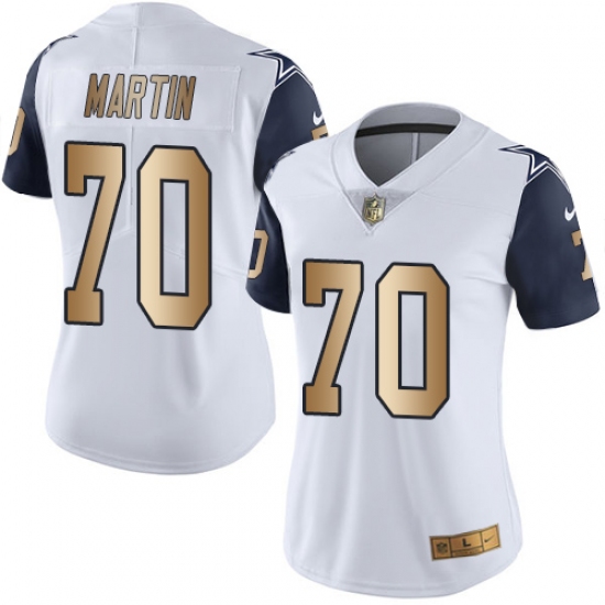 Women's Nike Dallas Cowboys #70 Zack Martin Limited White/Gold Rush NFL Jersey - Ujersey