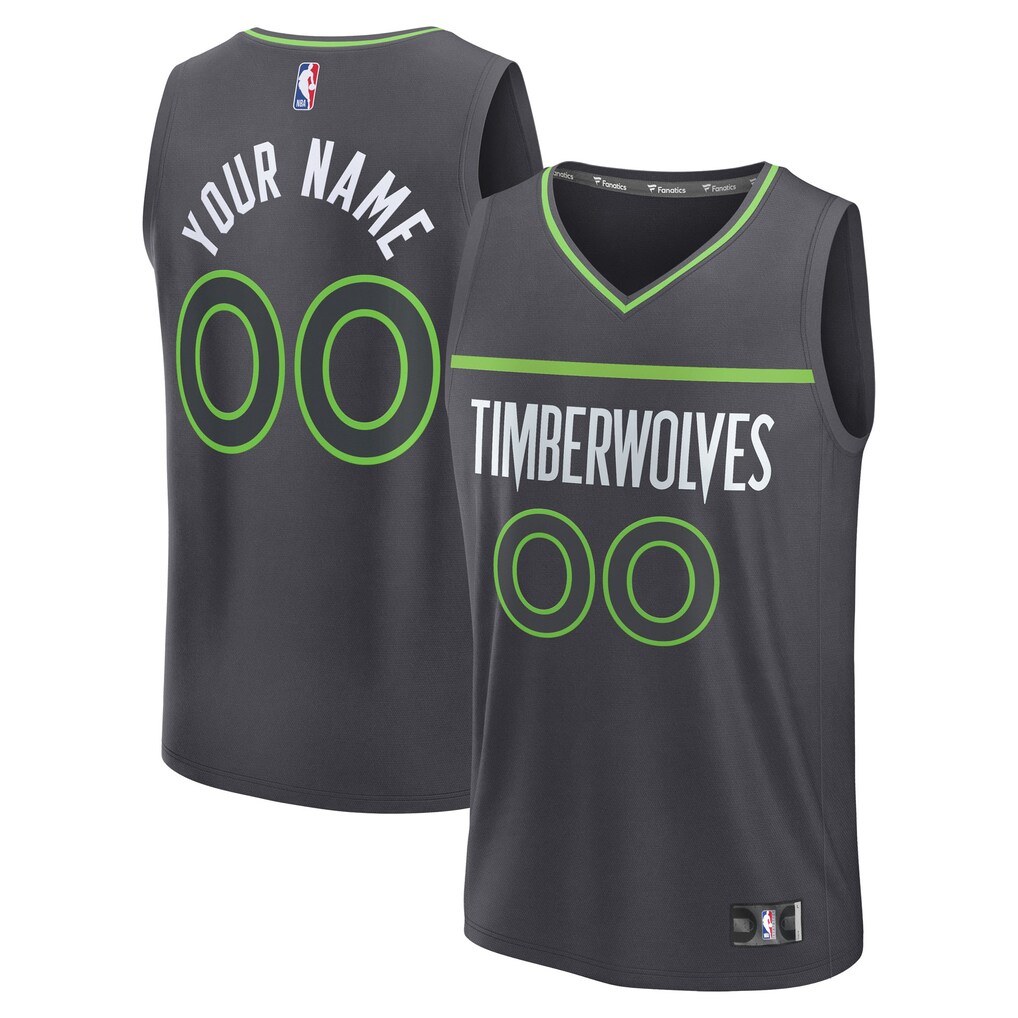 Men's Minnesota Timberwolves Fanatics Anthracite Fast Break Custom Jersey - Icon Edition - SUjersey01