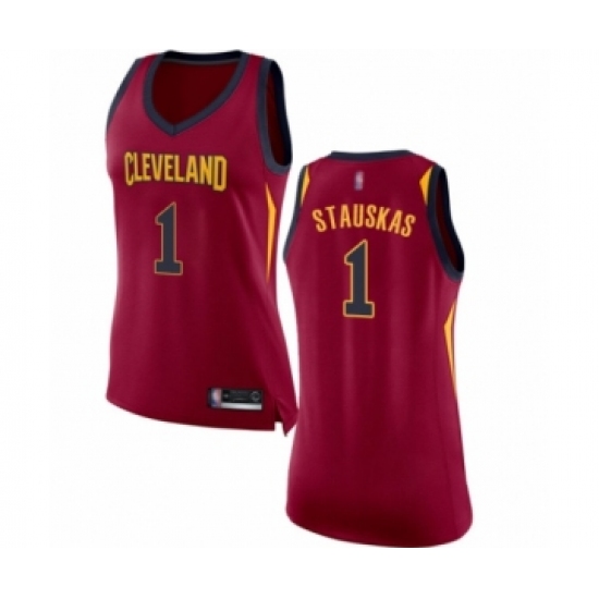 Women's Cleveland Cavaliers #1 Nik Stauskas Authentic Maroon Basketball Jersey - Icon Edition - Ujersey