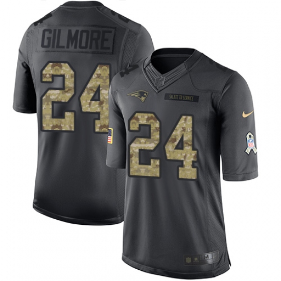 Youth Nike New England Patriots #24 Stephon Gilmore Limited Black 2016 Salute to Service NFL Jersey - Ujersey