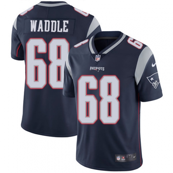 Youth Nike New England Patriots #68 LaAdrian Waddle Navy Blue Team Color Vapor Untouchable Limited Player NFL Jersey - Ujersey