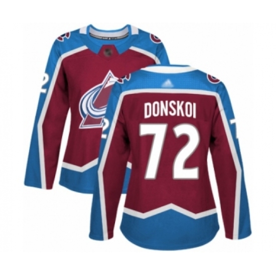 Women's Colorado Avalanche #72 Joonas Donskoi Authentic Burgundy Red Home Hockey Jersey