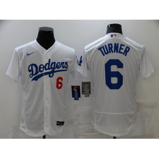 Men's Nike Los Angeles Dodgers #6 Trea Turner White Elite Jersey - Ujersey