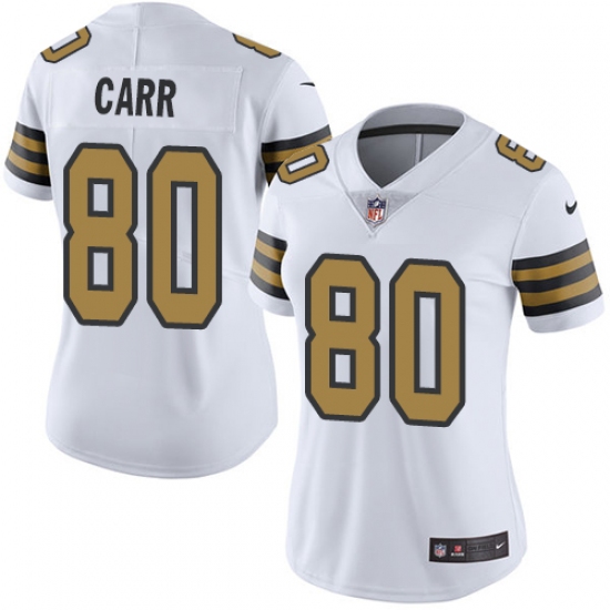Women's Nike New Orleans Saints #80 Austin Carr Limited White Rush Vapor Untouchable NFL Jersey - Ujersey