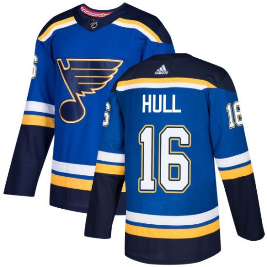 Men's Adidas St. Louis Blues #16 Brett Hull Authentic Royal Blue Home NHL Jersey - Ujersey
