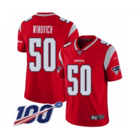 Youth New England Patriots #50 Chase Winovich Limited Red Inverted Legend 100th Season Football Jersey - Ujersey
