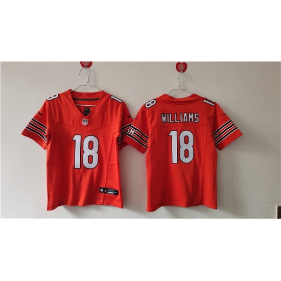 Women's Chicago Bears #18 Caleb Williams Orange 2024 Draft F.U.S.E. Vapor Football Stitched Jersey - Ujersey