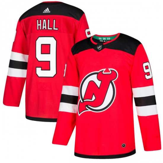 Men's Adidas New Jersey Devils #9 Taylor Hall Authentic Red Home NHL Jersey - Ujersey