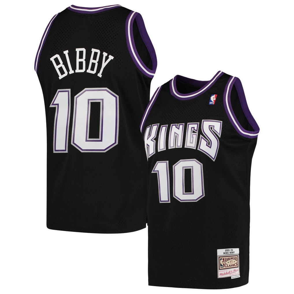 Men's Sacramento Kings Mike Bibby Mitchell & Ness Black Hardwood Classics Swingman Jersey - Ujersey Shop