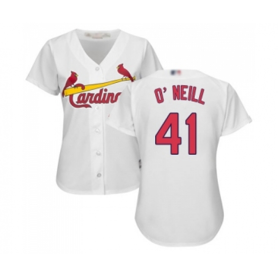 Women's St. Louis Cardinals #41 Tyler O Neill Replica White Home Cool Base Baseball Jersey - Ujersey