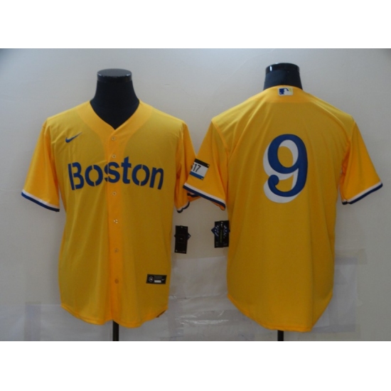 Men's Boston Red Sox #9 Ted Williams Nike Gold-Light Blue 2021 City Connect Replica Player Jersey - Ujersey