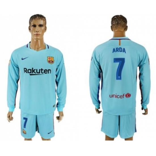 Barcelona #7 Arda Away Long Sleeves Soccer Club Jersey