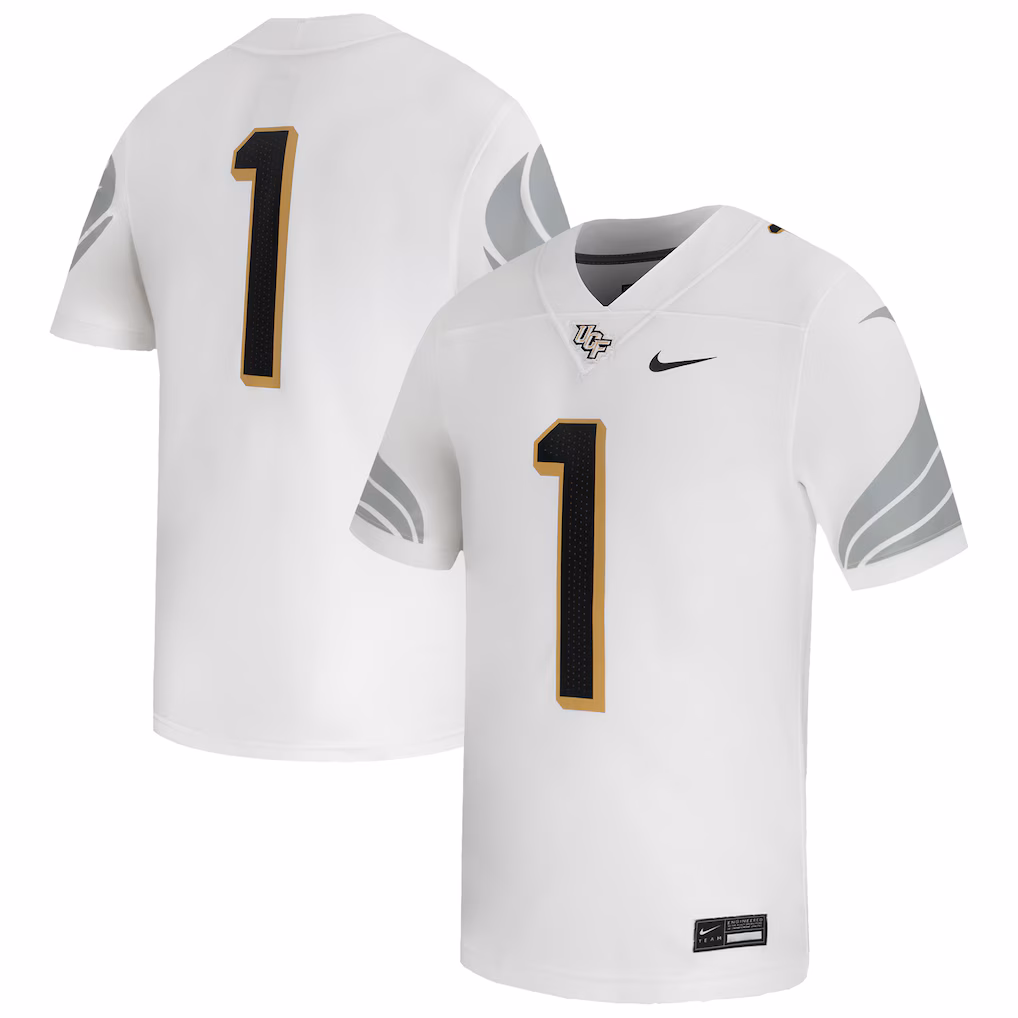 Men's Nike #1 White UCF Knights Away Game Football Jersey - SUjersey01