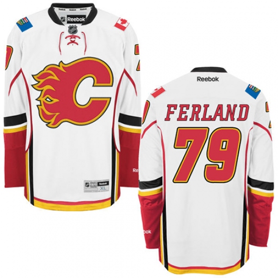 Men's Reebok Calgary Flames #79 Michael Ferland Authentic White Away NHL Jersey - Ujersey