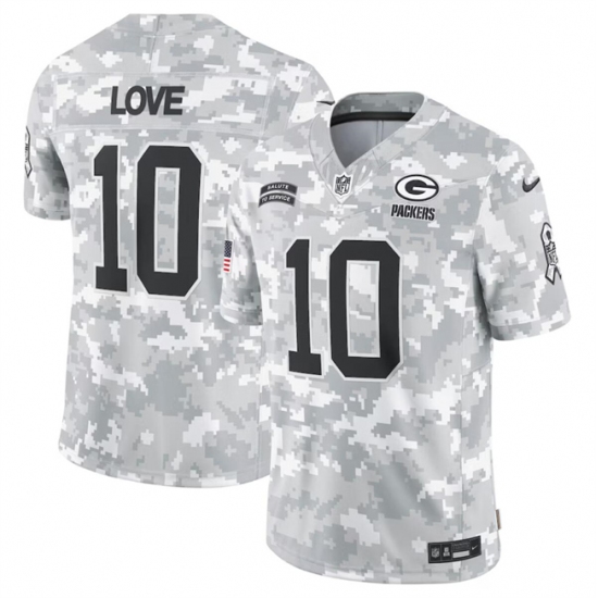 Men's Green Bay Packers #10 Jordan Love 2024 Arctic Camo Salute To Service Limited Stitched Football Jersey - Ujersey