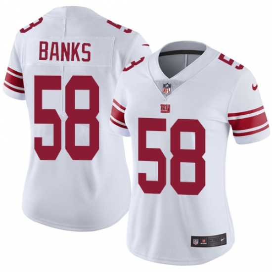 Women's Nike New York Giants #58 Carl Banks White Vapor Untouchable Limited Player NFL Jersey - Ujersey