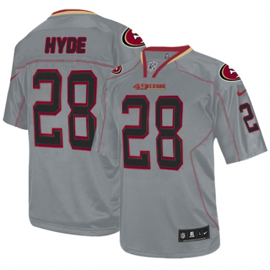 Men's Nike San Francisco 49ers #28 Carlos Hyde Elite Lights Out Grey NFL Jersey - Ujersey