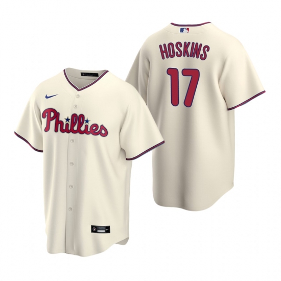 Men's Nike Philadelphia Phillies #17 Rhys Hoskins Cream Alternate Stitched Baseball Jersey - Ujersey