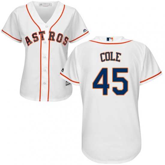 Women's Majestic Houston Astros #45 Gerrit Cole Replica White Home Cool Base MLB Jersey - Ujersey