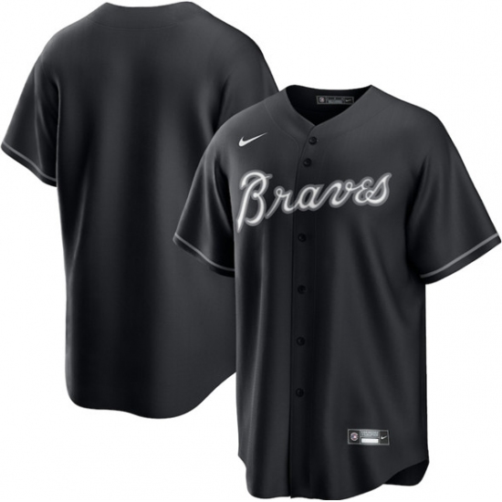 Men's Atlanta Braves Blank Black Lights Out Limited Stitched Baseball Jersey - Ujersey