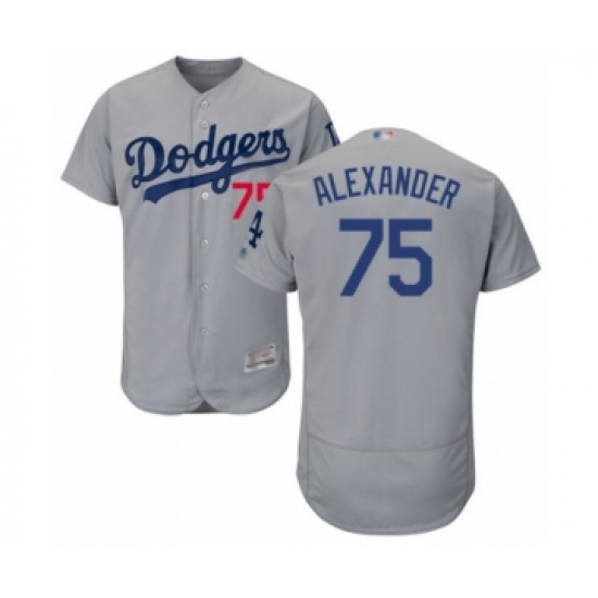 Men's Los Angeles Dodgers #75 Scott Alexander Gray Alternate Flex Base Authentic Collection Baseball Player Jersey - Ujersey