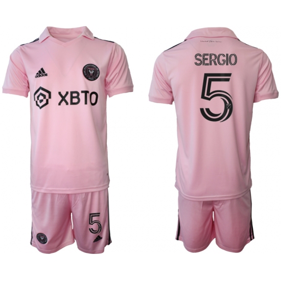 Men's Inter Miami CF #5 Sergio Pink 2023-24 Home Soccer Jersey - Ujersey