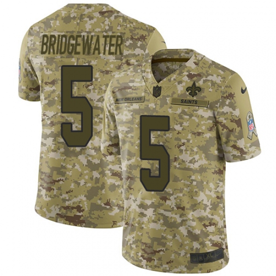 Youth Nike New Orleans Saints #5 Teddy Bridgewater Limited Camo 2018 Salute to Service NFL Jersey - Ujersey