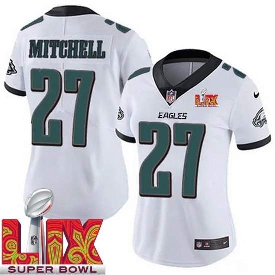 Women Philadelphia Eagles Quinyon Mitchell #27 White 2024 2025 Super Bowl LIX F U S E Stitched NFL Jersey - Ujersey
