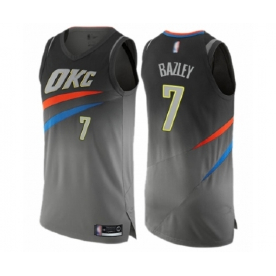 Men's Oklahoma City Thunder #7 Darius Bazley Authentic Gray Basketball Jersey - City Edition
