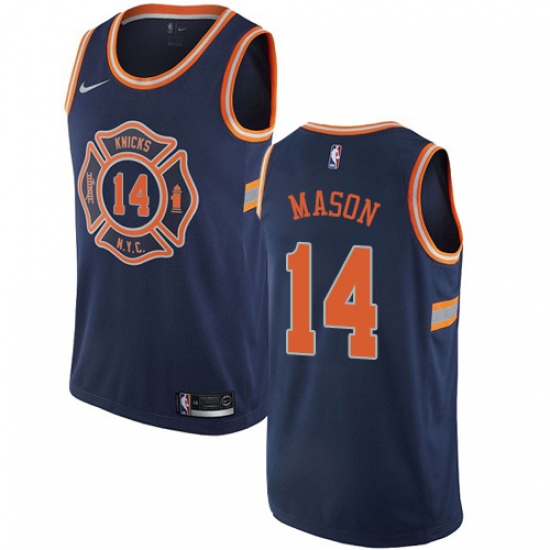 Youth Nike New York Knicks #14 Anthony Mason Swingman Navy Blue NBA Jersey - City Edition - Ujersey