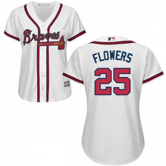 Women's Majestic Atlanta Braves #25 Tyler Flowers Authentic White Home Cool Base MLB Jersey - Ujersey