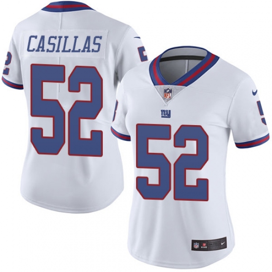 Women's Nike New York Giants #52 Jonathan Casillas Limited White Rush Vapor Untouchable NFL Jersey - Ujersey