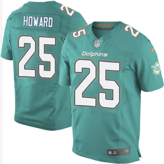 Men's Nike Miami Dolphins #25 Xavien Howard Elite Aqua Green Team Color NFL Jersey - Ujersey