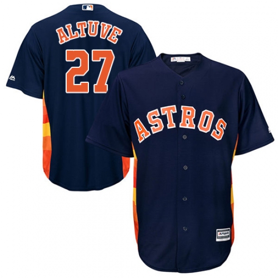 Men's Majestic Houston Astros #27 Jose Altuve Replica Navy Blue Alternate Cool Base MLB Jersey - Ujersey