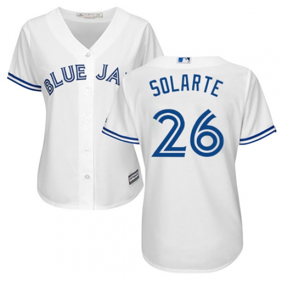 Women's Majestic Toronto Blue Jays #26 Yangervis Solarte Replica White Home MLB Jersey - Ujersey