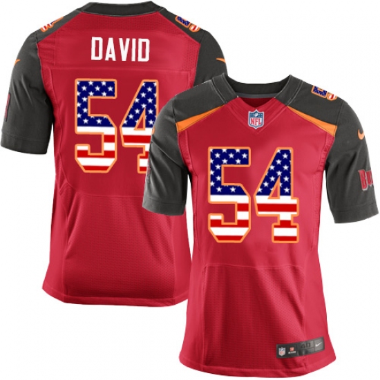 Men's Nike Tampa Bay Buccaneers #54 Lavonte David Elite Red Home USA Flag Fashion NFL Jersey - ujerseystore