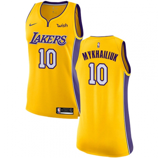 Women's Nike Los Angeles Lakers #10 Sviatoslav Mykhailiuk Swingman Gold NBA Jersey - Icon Edition - Ujersey